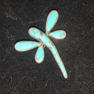 Vintage (1990’s) Turquoise/Sterling Silver Dragonfly Pin AND Pendant